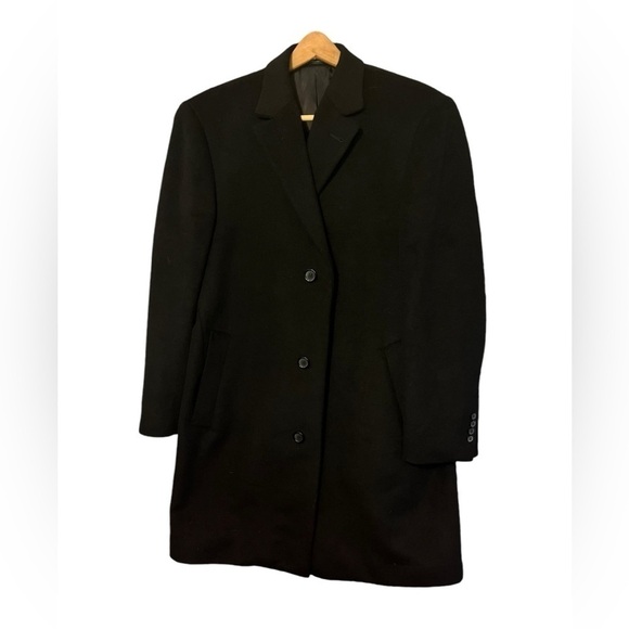 CHAPS Long Wool Coat Overcoat Mens Size 40R Black - Picture 1 of 10